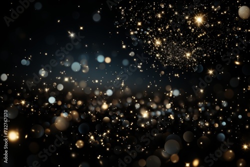 Abstract background with bokeh defocused lights and stars. Black glitter background for queer pride, representing various gender identities or sexual orientations.  © annne