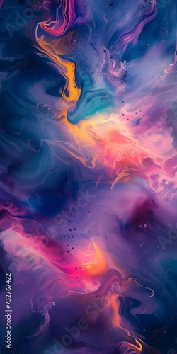 colorful flowing paints mixed together in and abstract background