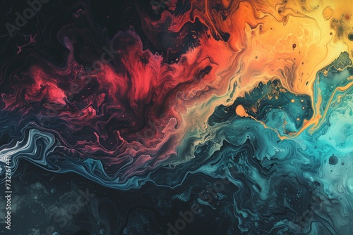 colorful turbulent paints mixed together in and abstract background