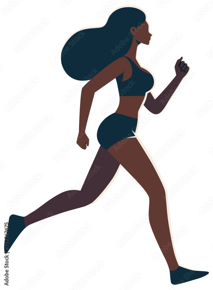 Black Girl Jogging on White
