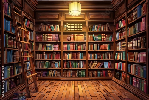 A Room Filled With Books and a Ladder