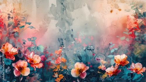 Ethereal floral watercolor with translucent petals in warm light.