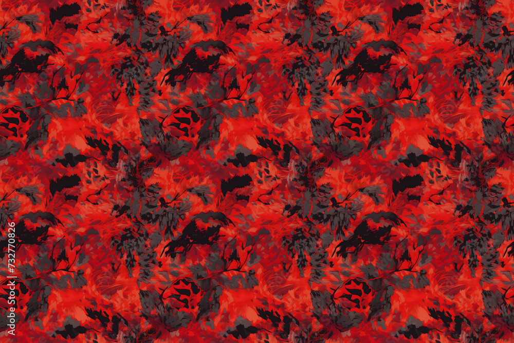 Vivid Crimson Blaze, Abstract Fiery Foliage Design Vivid Crimson Blaze, Abstract Fiery Foliage Design