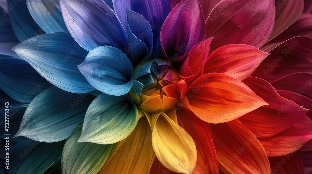 A multicolored flower with a dynamic array of petals.