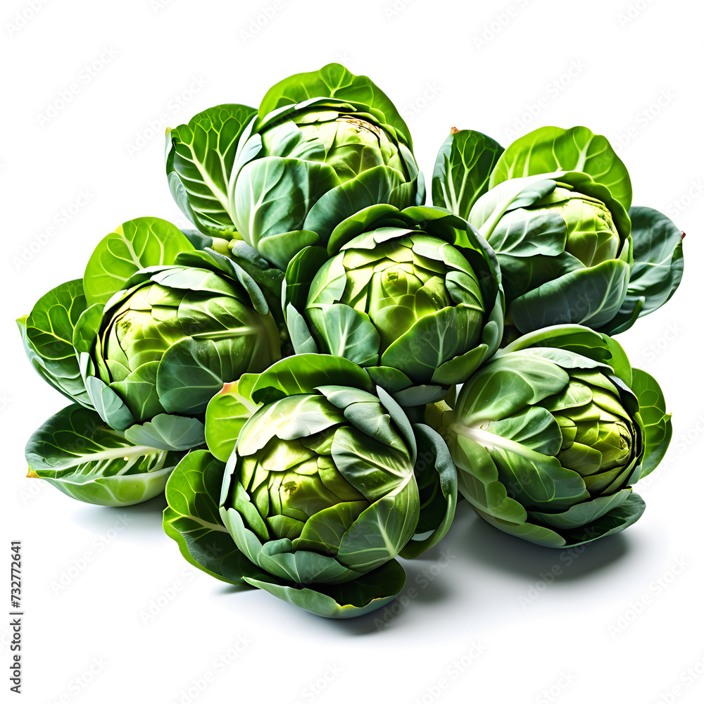 Obraz premium realistic drawing isolate Brussels sprouts on a white background