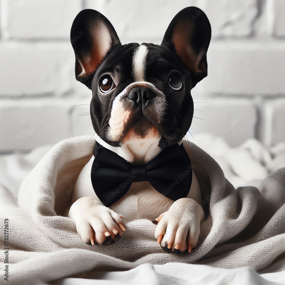 Elegant French Bulldog in Bow Tie