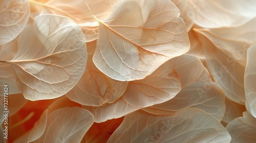Delicate beige leaves with a soft focus and dreamy atmosphere. © AdriFerrer