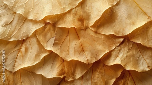 Close-up of layered golden leaves showcasing intricate textures.