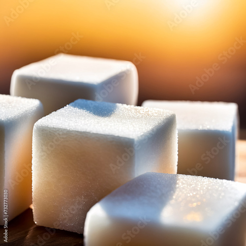 White sugar cubes close up. Generative AI
