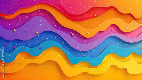 Abstract paper-like layers with a playful, colorful wave pattern.