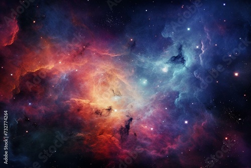 Colorful cosmic nebulas surround new star formation in space. Generative AI