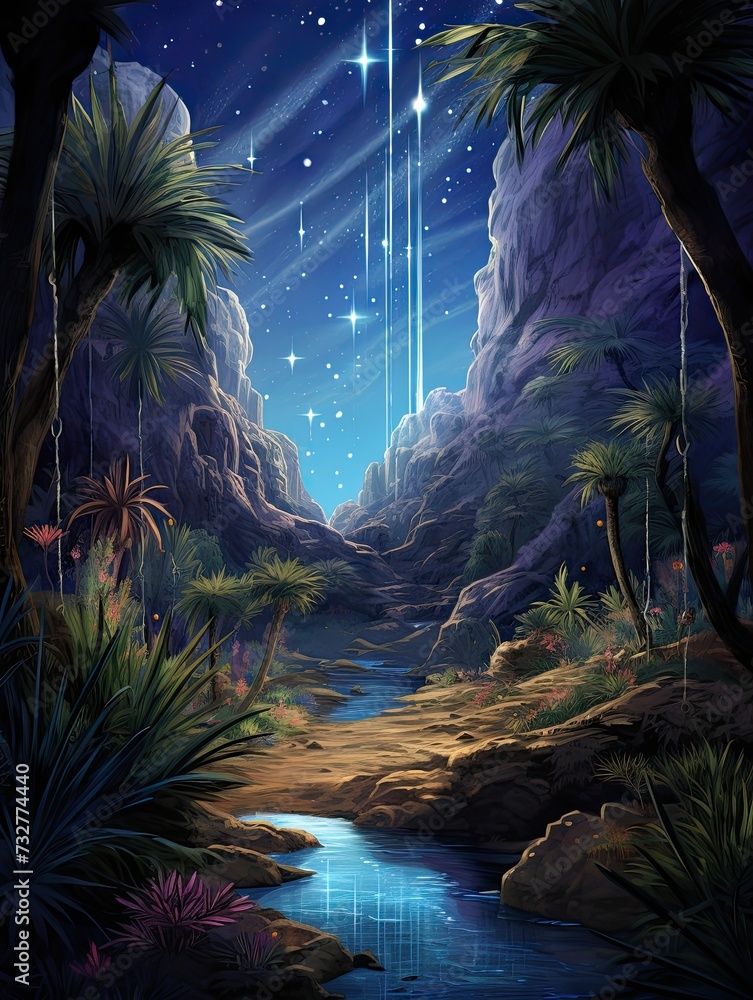 Starry Oasis: Glimmers of Night in Nature's Desert Scene