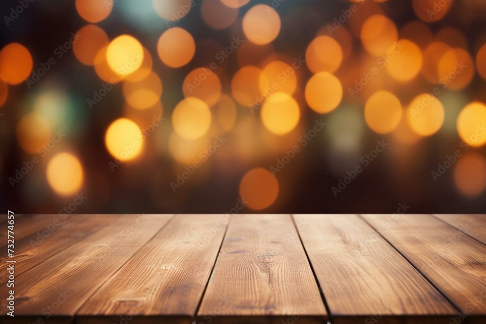 Blurred wooden table background. Generative AI