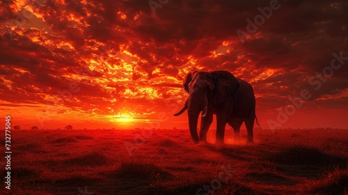 The Majestic Presence of an Elephant Captured in the Tranquil Moments Before Sunset. © Landscape Planet
