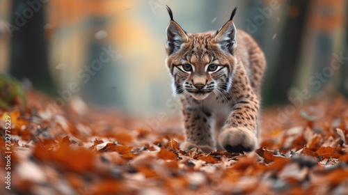 The Vibrant Dash of a Lynx Cub, Captured in the Heart of the Forest.
