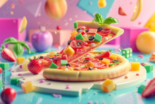 Slice of Pizza With Fruit Topping
