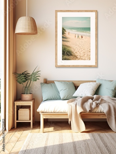 Sun-Drenched Beaches: Vintage Art Print, Coastal Scene, Ocean Wall Decor