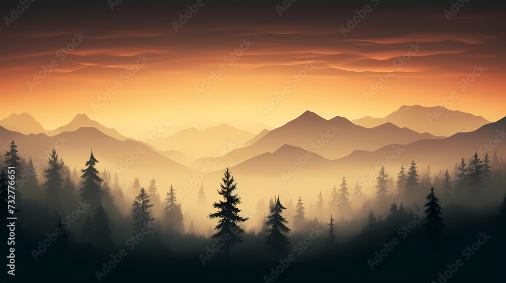 Forest background, vibrant trees