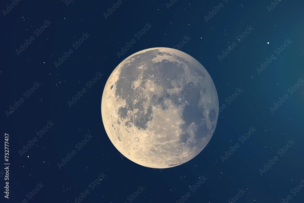 Obraz premium Full Moon in Night Sky With Stars