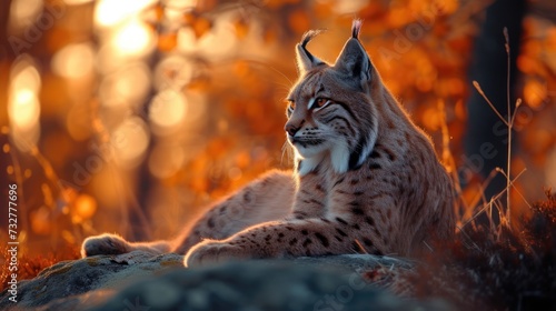 Autumnal Majesty: Breathtaking Images Showcasing Lynx in Fall Season. © Landscape Planet