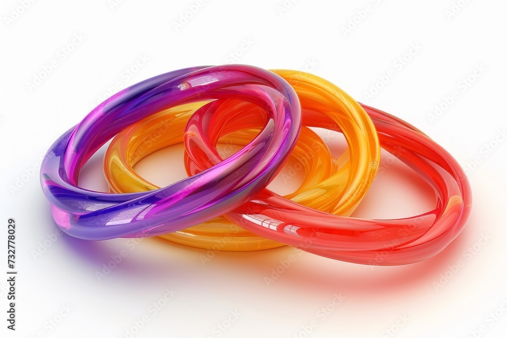 Fototapeta premium A Group of Multicolored Bracelets on a White Background