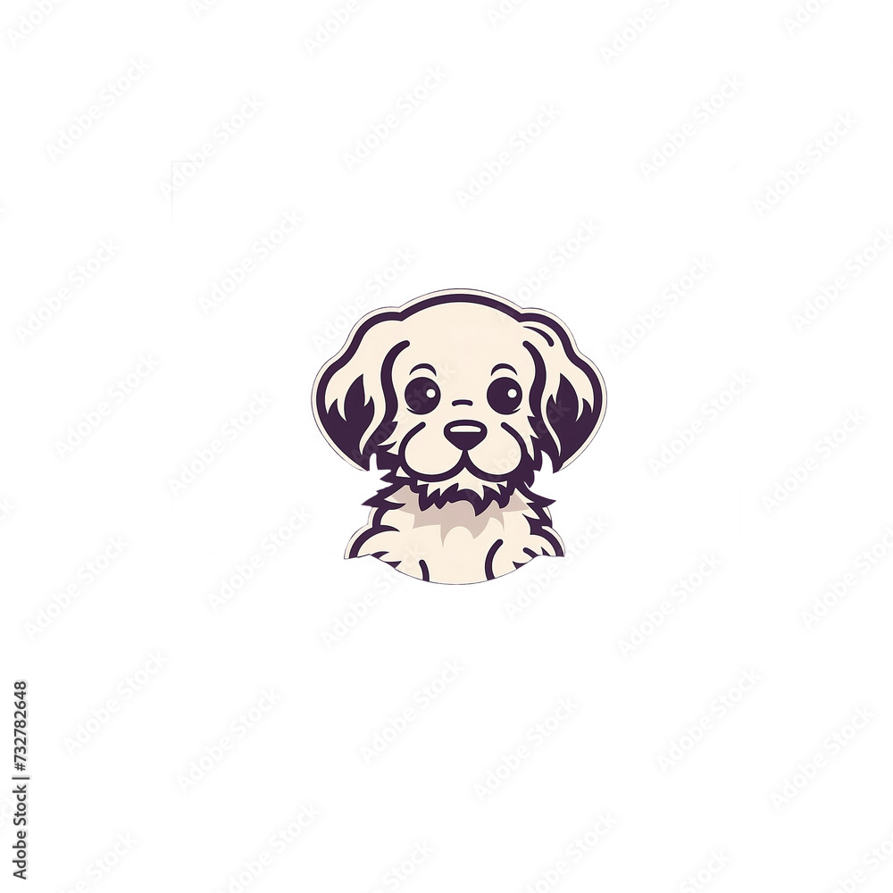 Cute dog logo with black and white transparent background