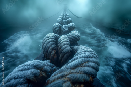 close up old ship rope low angle