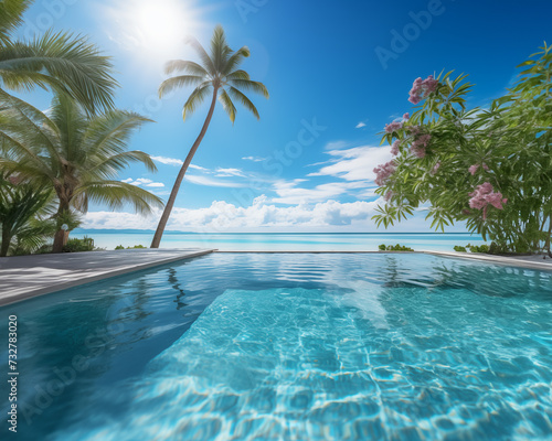 Swimming pool tropical sea background © Cristina