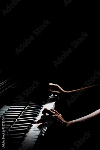Sticker Piano keys. Pianist hands playing keyboard