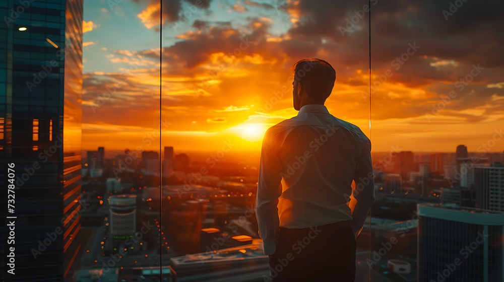 silhouette of a businessman at sunset