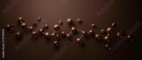Caffeine Molecule Displayed on Rich Dark Brown Background .