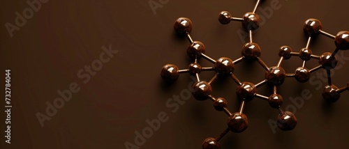 Caffeine Molecule Displayed on Rich Dark Brown Background .