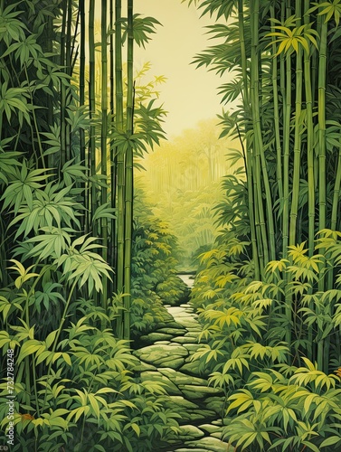 Vintage Bamboo Forests  Serene Scenic Prints of Tranquil Landscapes