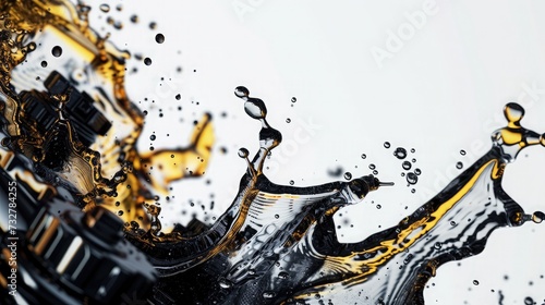 engine oil splashing isolated on white background