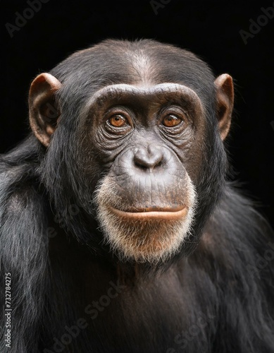 chimp on a black background