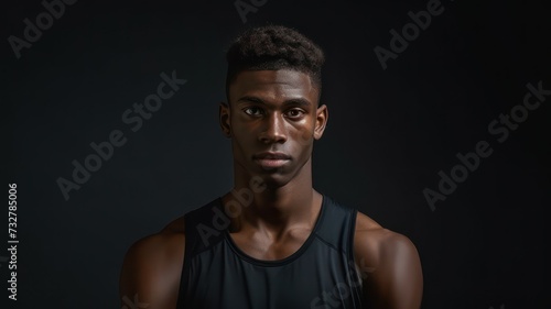 Young male athlete with upper body on a black background created with Generative AI