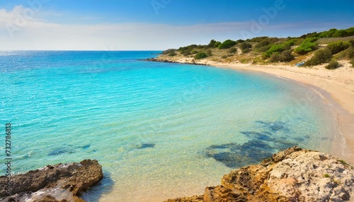 beautiful light blue seashore italian beach in salento natural marine background