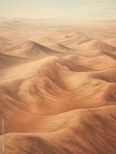 Vintage Desert Aerial Dunes  Captivating Nature Artwork