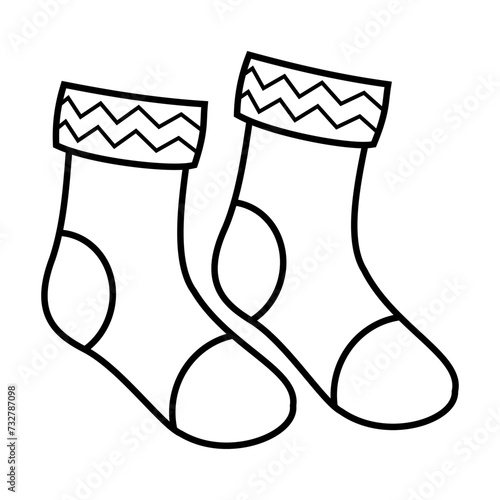 Pair of warm socks vector in black and white