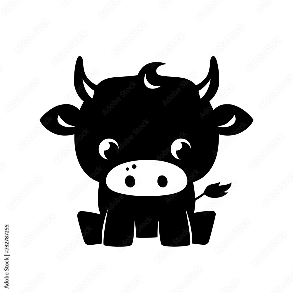 Fototapeta premium Cute icon of Ox Generative AI