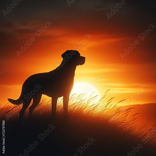 Silhouetted Dog at Sunset