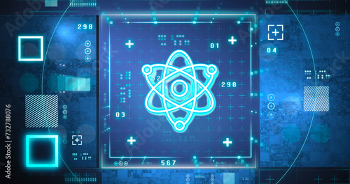 Quantum symbol, atomic model or structure background, complex 3d rendering, technology background