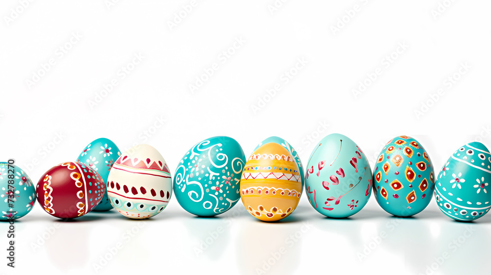 Fototapeta premium Easter background, many colorful Easter eggs