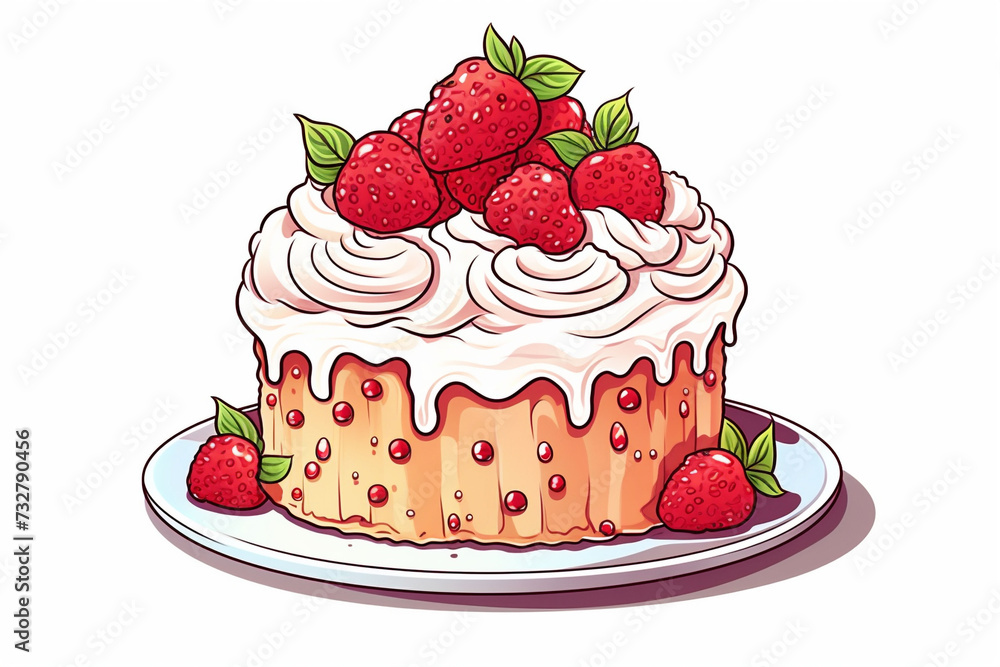 An elegant monochrome drawing of a cake decorated with strawberries, ideal for use in a patisserie brochure or as inspiration for cake designers. An elegant monochrome drawing of a cake decorated with strawberries, ideal for use in a patisserie brochure or as inspiration for cake designers.