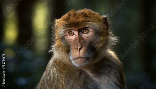 close up of a Barbary macaque photo