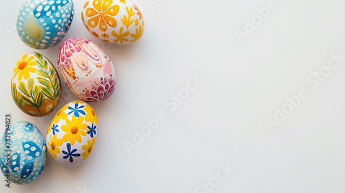 Colorful Easter eggs on a white background, ai generative