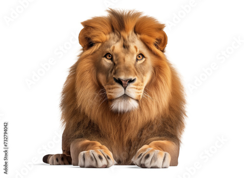 lion isolated on white transparent background, close up, png 