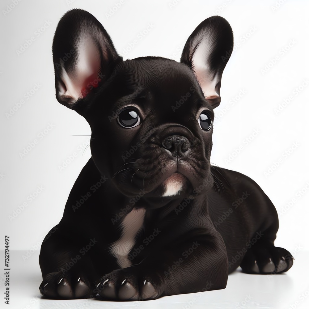 Pensive Black French Bulldog Puppy
