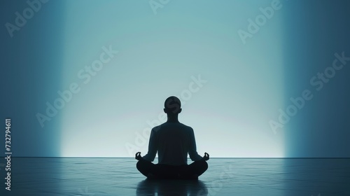 A serene portrait of a person meditating, reflecting inner peace and mindfulness