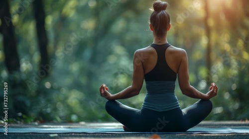 A tranquil moment of someone practicing yoga in a serene natural setting